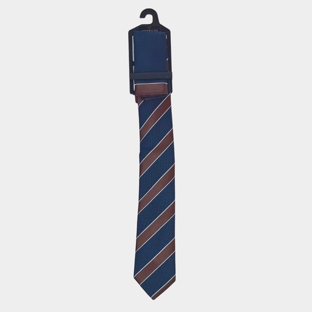 Stripe Design Tie and Pocket Square Set