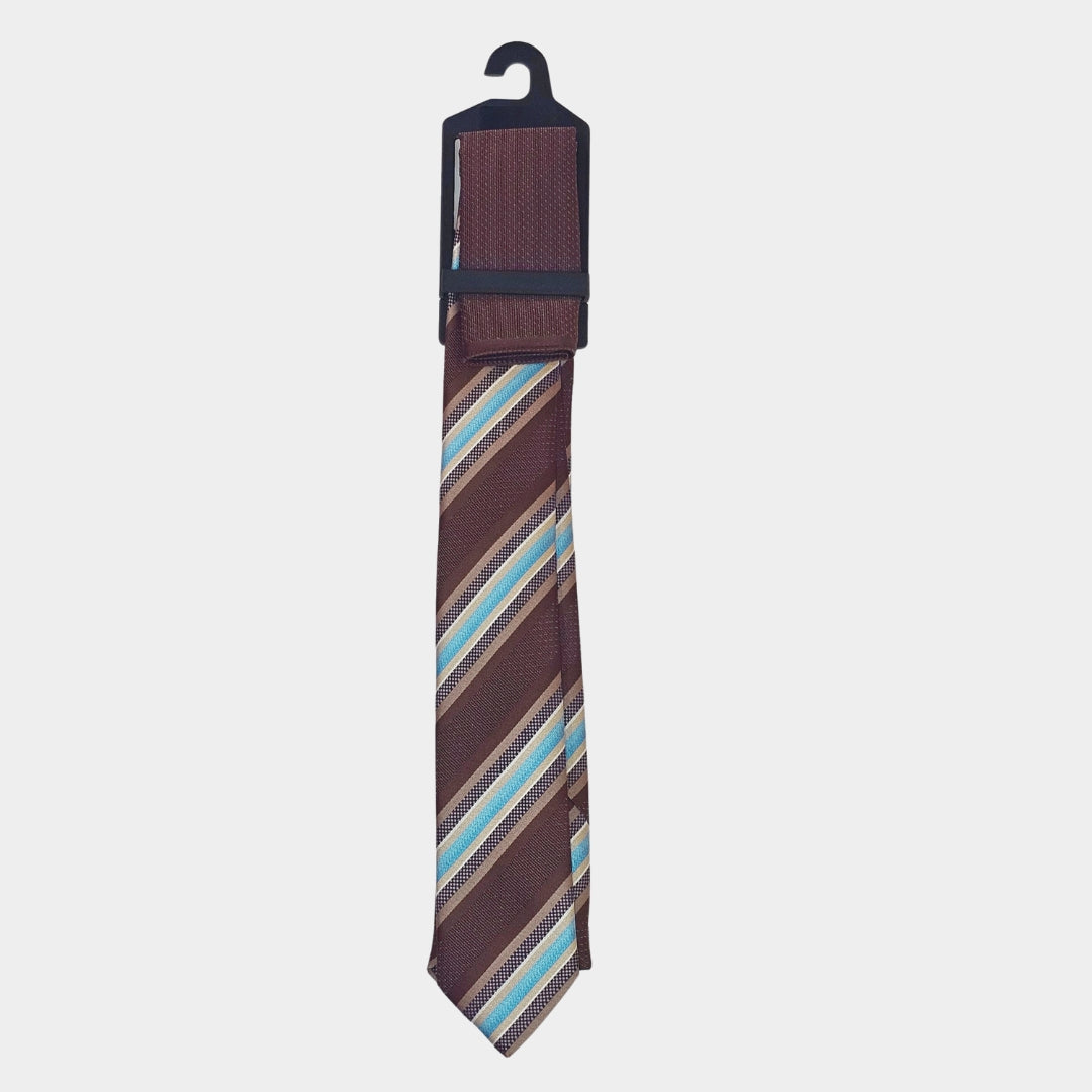 Stripe Design Tie and Pocket Square Set