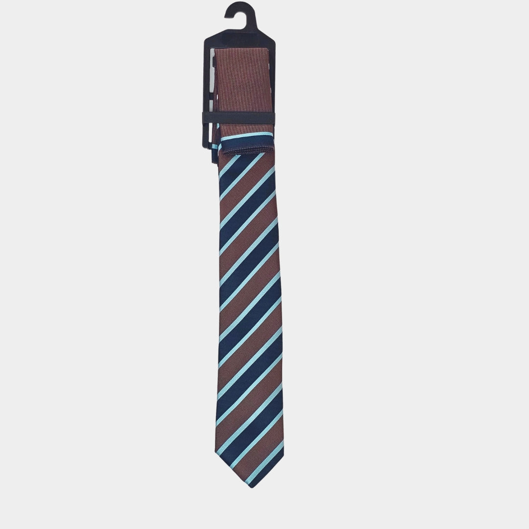 Stripe Design Tie and Pocket Square Set