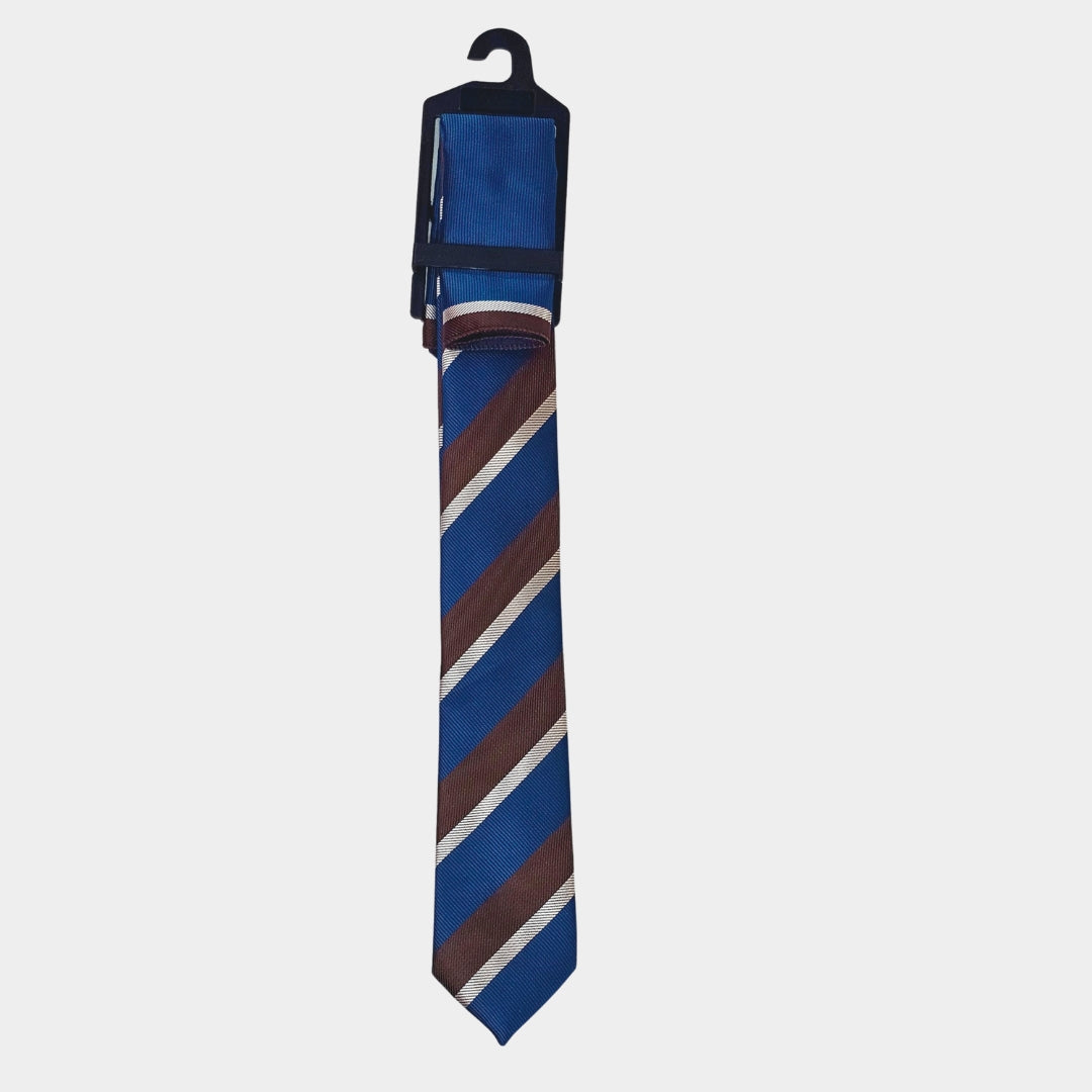 Stripe Design Tie and Pocket Square Set