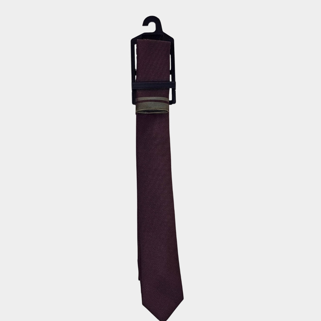 Green/Aubergine Tie and Pocket Square Set