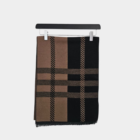 Brown & Black Lined Scarf - Stylish and Versatile Accessory - THEGENTSEDIT