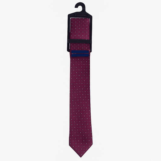 Burgundy Spotted Tie and Pocket Square Set for Sustainable Style - THEGENTSEDIT