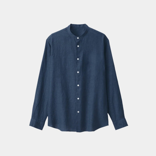 Linen Chinese Collar Shirt - THEGENTSEDIT