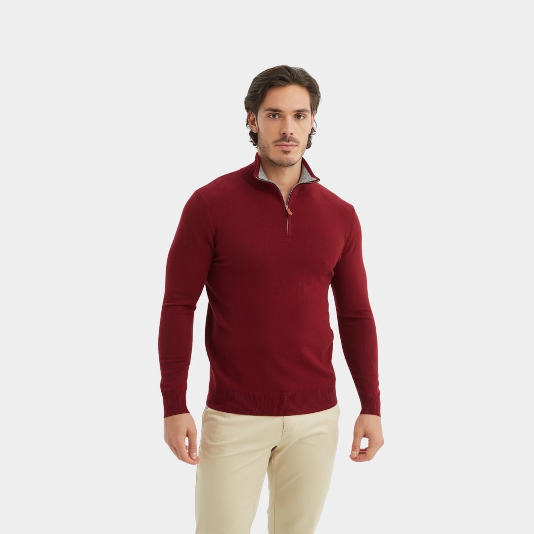 Luxury Zip Neck Sweater - Cashmere Touch - THEGENTSEDIT