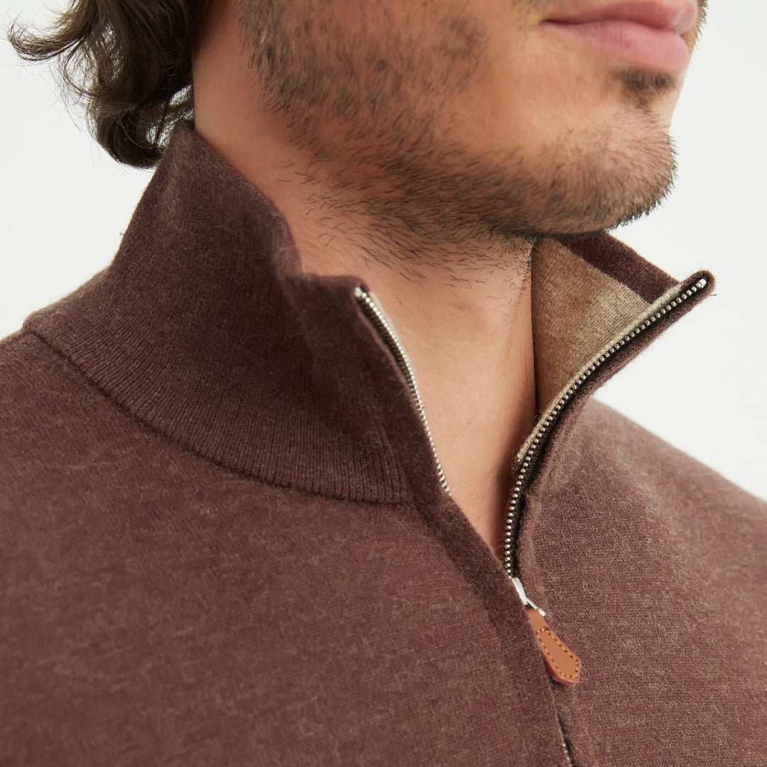Luxury Zip Neck Sweater - Cashmere Touch - THEGENTSEDIT
