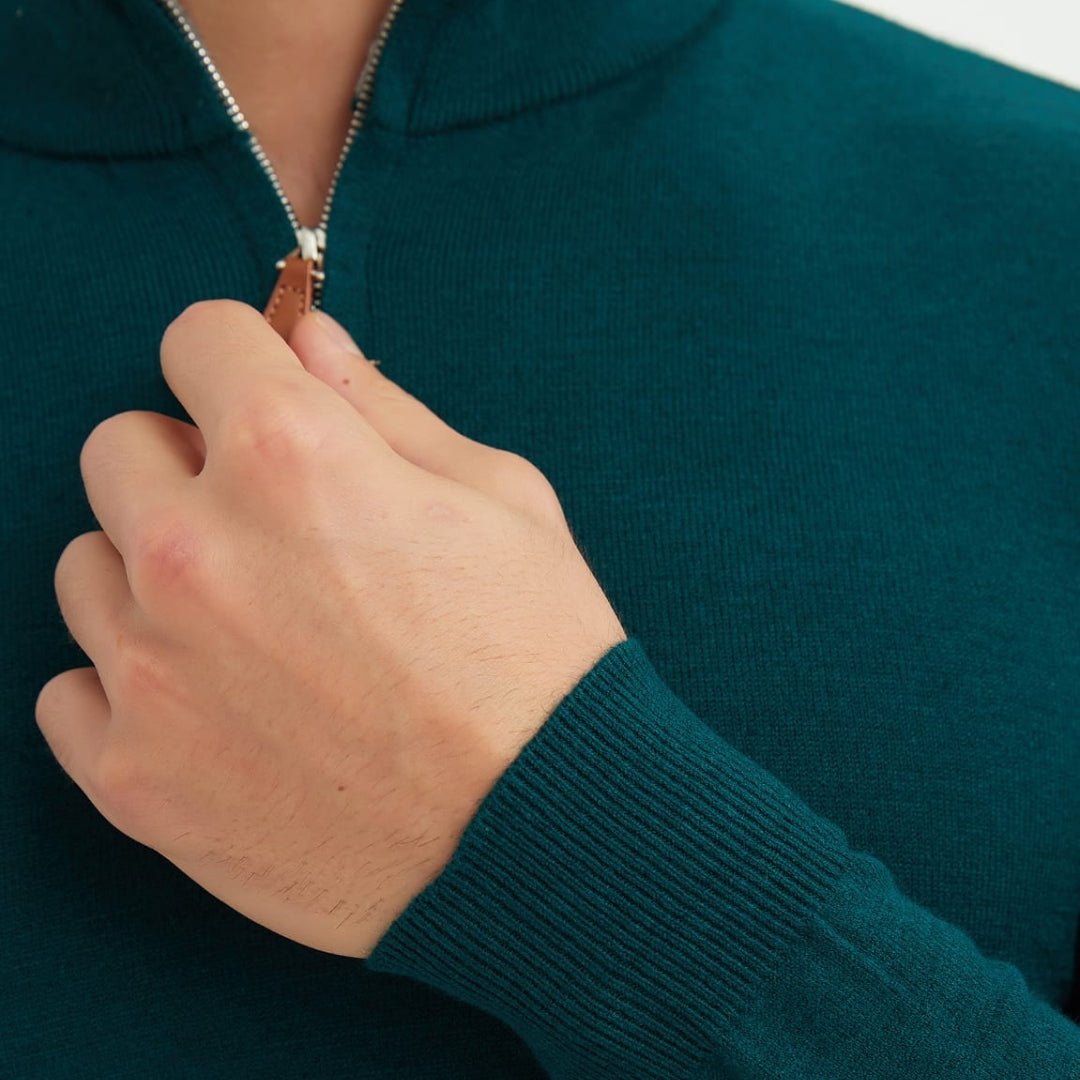 Luxury Zip Neck Sweater - Cashmere Touch - THEGENTSEDIT