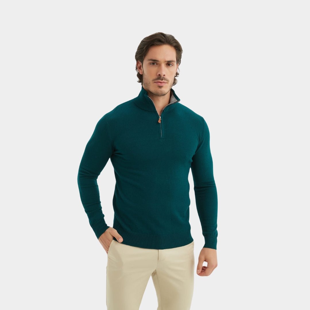 Luxury Zip Neck Sweater - Cashmere Touch - THEGENTSEDIT