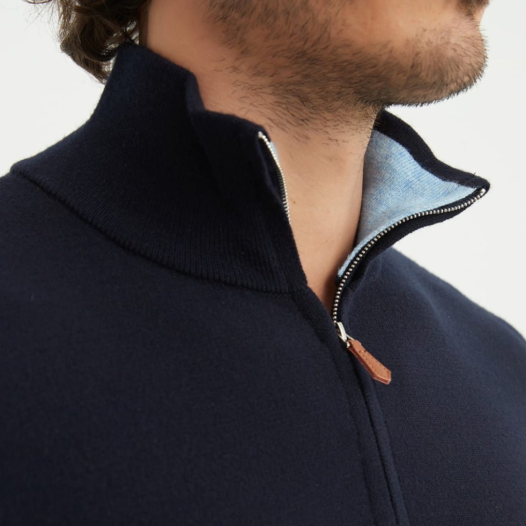 Luxury Zip Neck Sweater - Cashmere Touch - THEGENTSEDIT