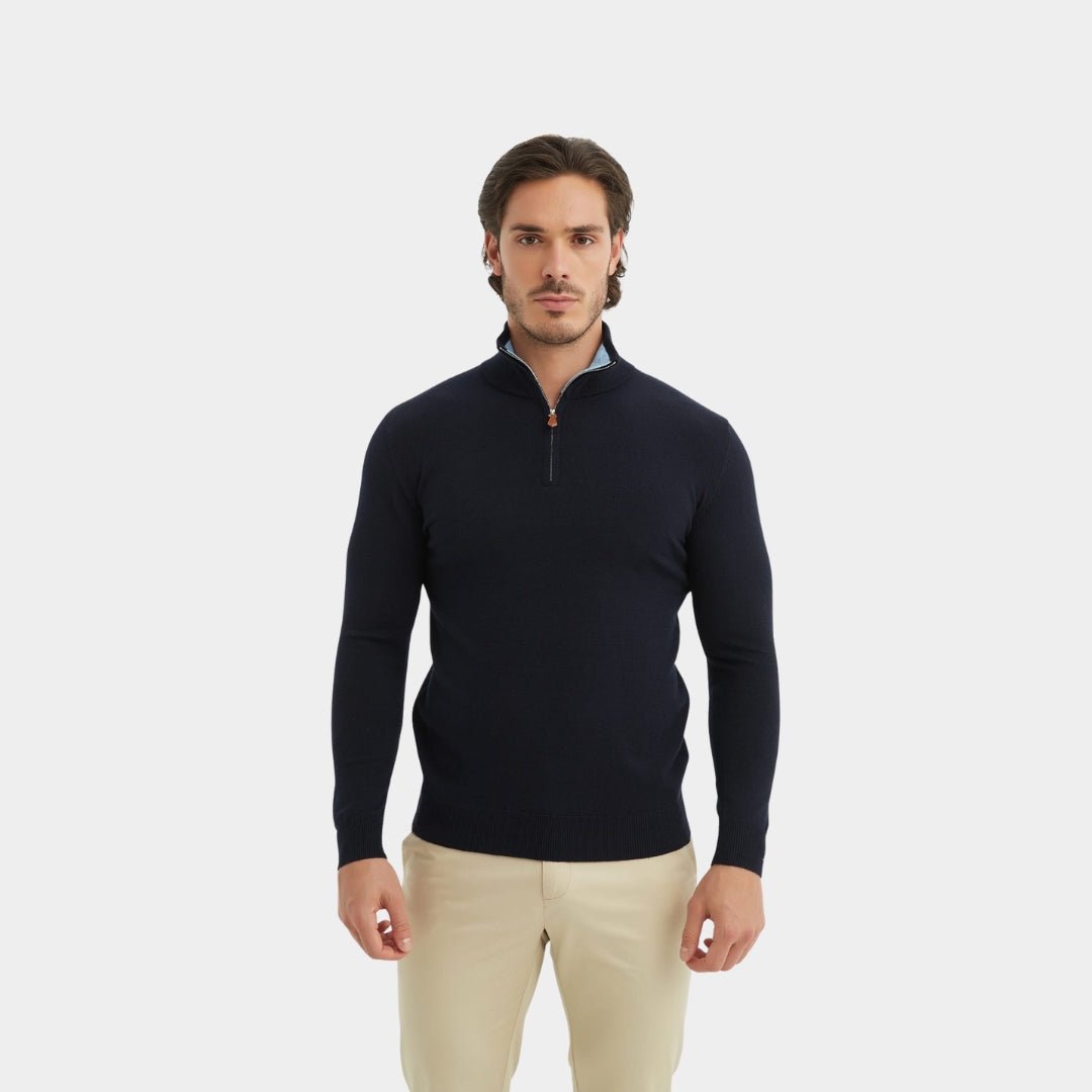 Luxury Zip Neck Sweater - Cashmere Touch - THEGENTSEDIT