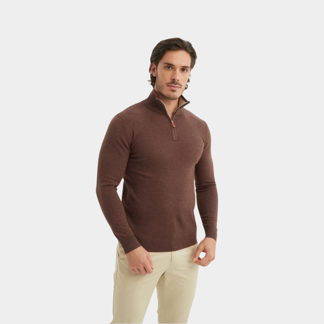 Luxury Zip Neck Sweater - Cashmere Touch - THEGENTSEDIT