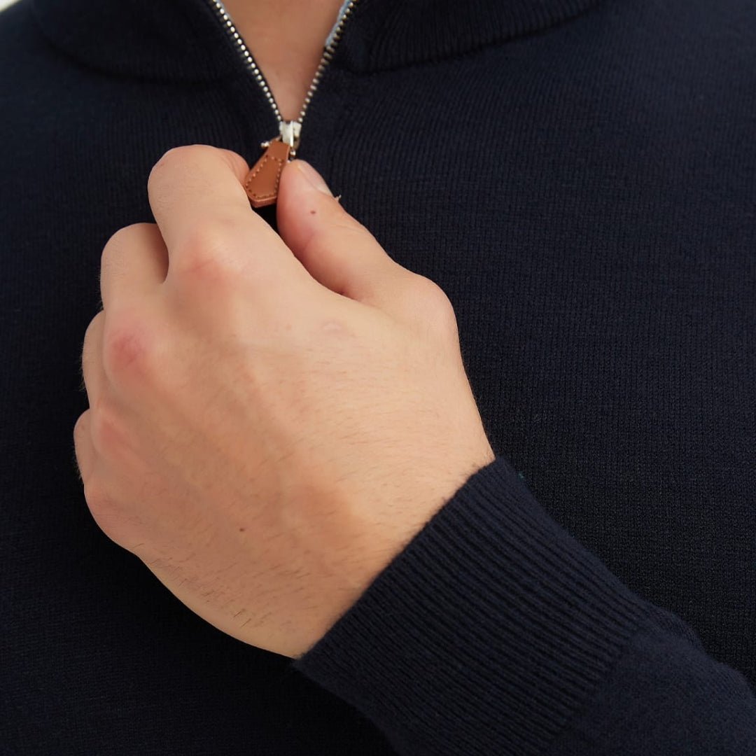 Luxury Zip Neck Sweater - Cashmere Touch - THEGENTSEDIT