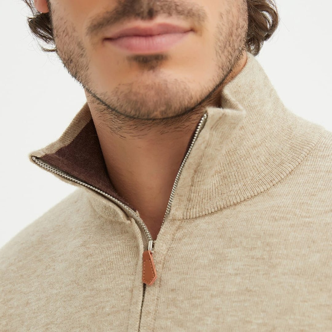 Luxury Zip Neck Sweater - Cashmere Touch - THEGENTSEDIT