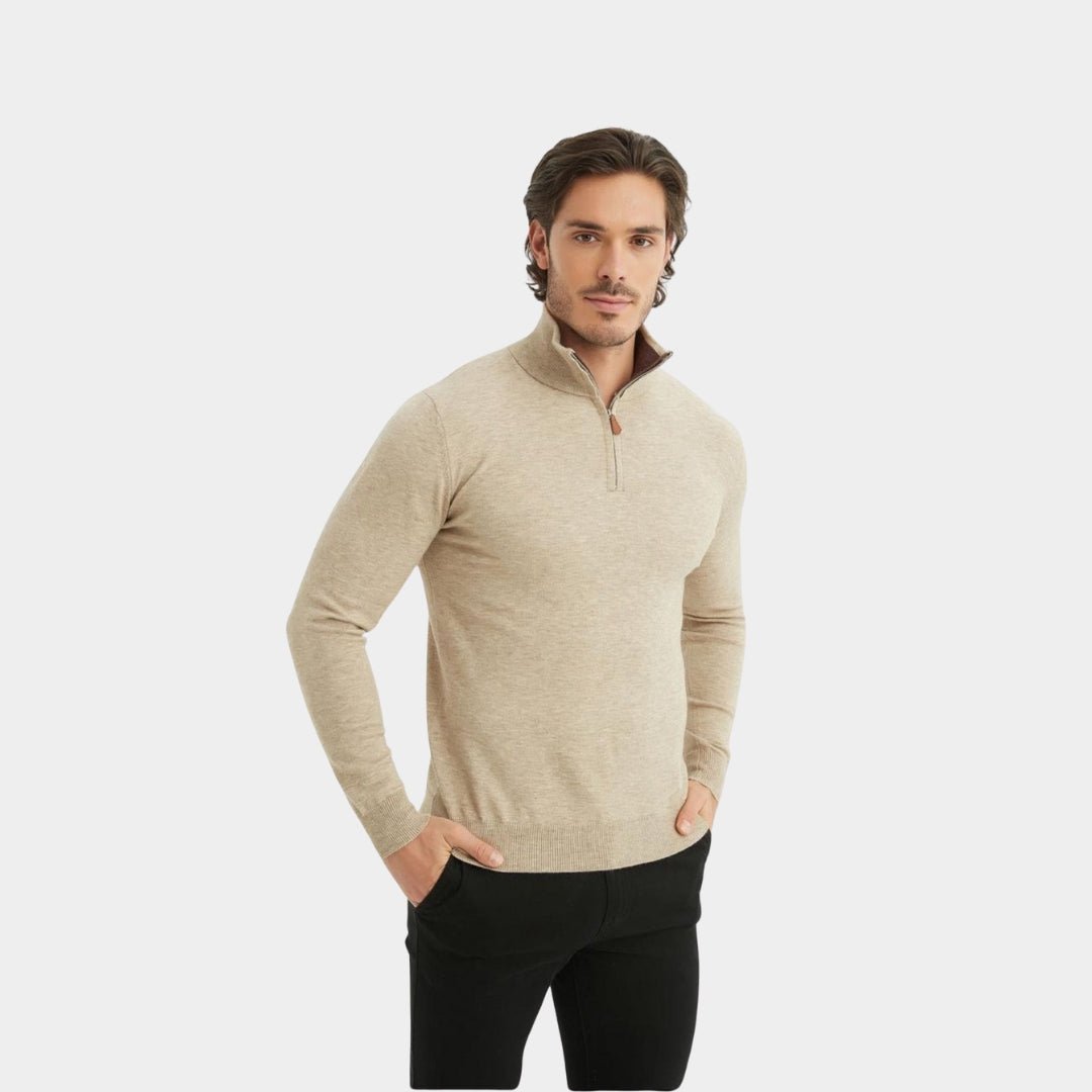Luxury Zip Neck Sweater - Cashmere Touch - THEGENTSEDIT