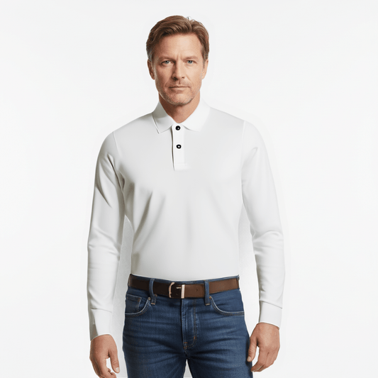 Men's Long Sleeve Polo Shirt - Classic Style and Comfort - THEGENTSEDIT