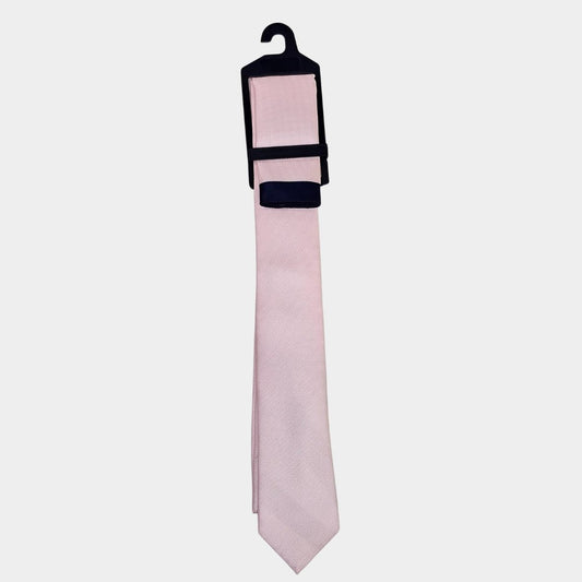 Navy/Baby Pink Tie and Pocket Square Set - THEGENTSEDIT