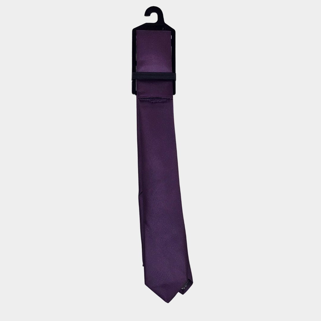 Purple Satin Tie and Pocket Square Set - THEGENTSEDIT