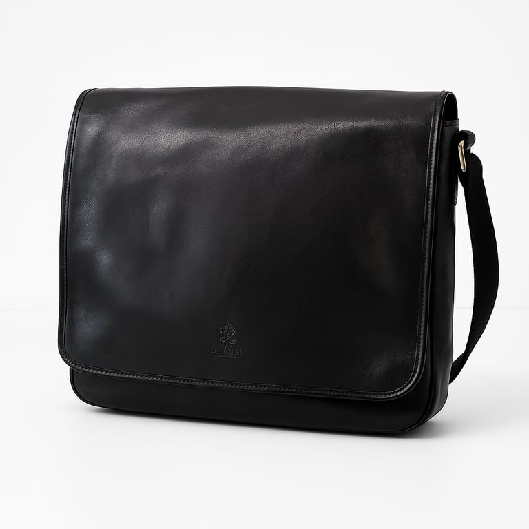 Shoulder Flap Over Leather Black Bag - THEGENTSEDIT