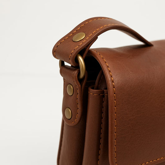 Shoulder Flap Over Leather Brown Bag - THEGENTSEDIT