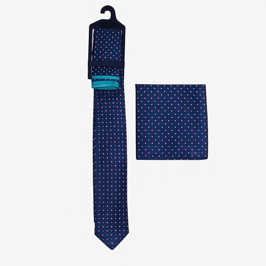 Orange Spotted Tie and Pocket Square Set for Sustainable Style