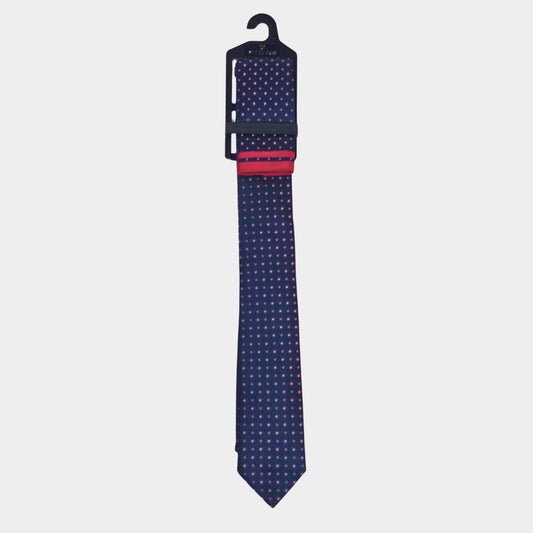 Red Spotted Tie and Pocket Square Set for Sustainable Style