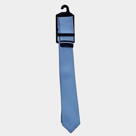 Navy/Sky Blue Tie and Pocket Square Set for Sustainable Style