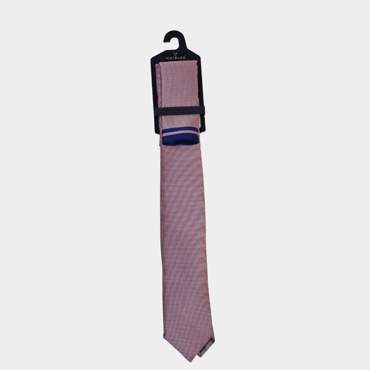 Navy/Pink Tie and Pocket Square Set for Sustainable Style
