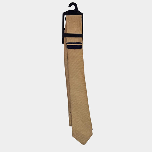 Navy/Ochre Tie and Pocket Square Set for Sustainable Style