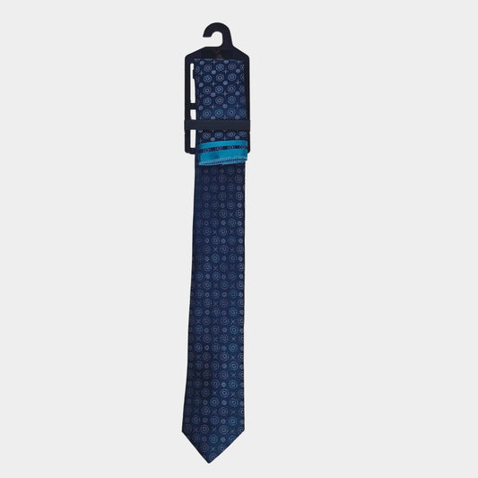 Orange/Blue Design Tie and Pocket Square Set