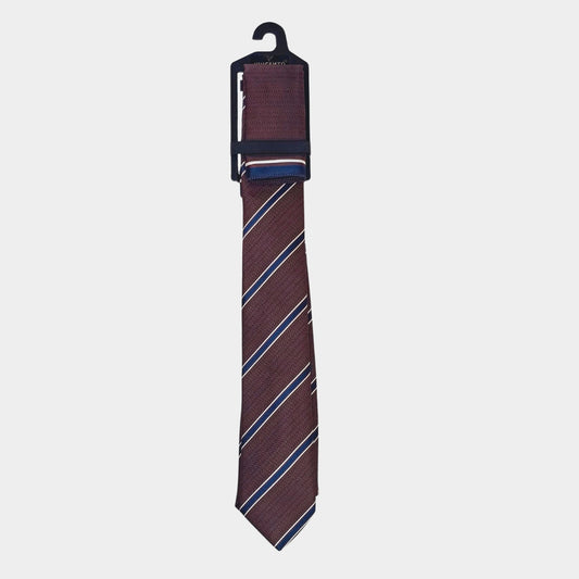 Stripe Design Tie and Pocket Square Set