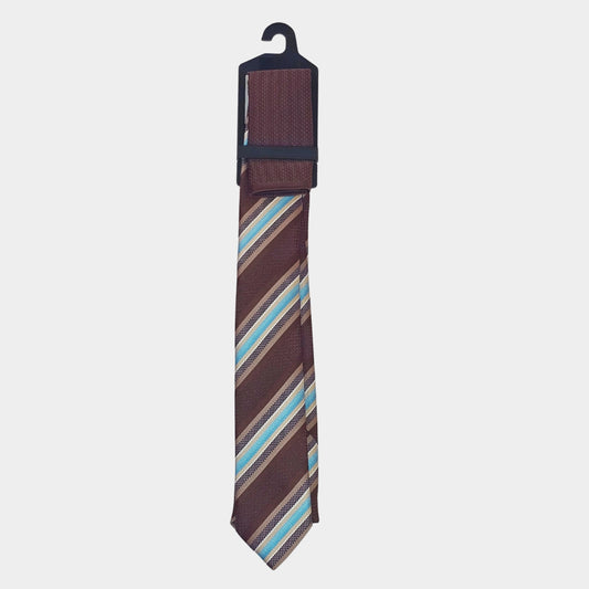 Stripe Design Tie and Pocket Square Set