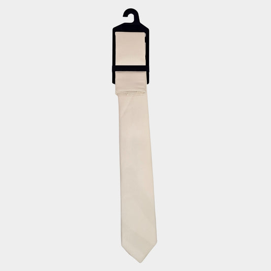 Cream Satin Tie and Pocket Square Set