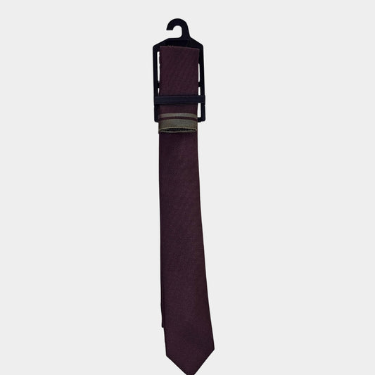 Green/Aubergine Tie and Pocket Square Set