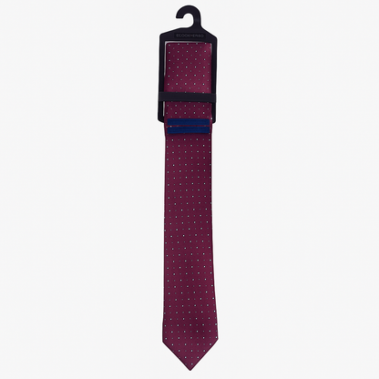 Burgundy Spotted Tie and Pocket Square Set for Sustainable Style