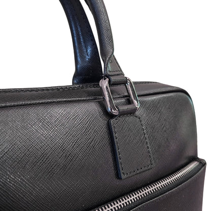 Black Cross Body Leather Briefcase - THEGENTSEDIT