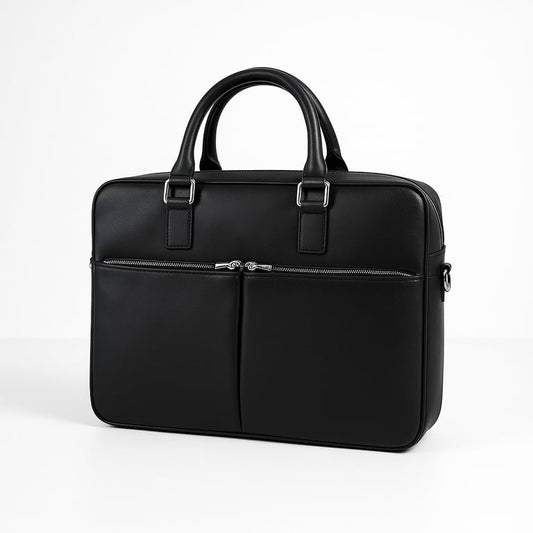 Black Cross Body Leather Briefcase - THEGENTSEDIT