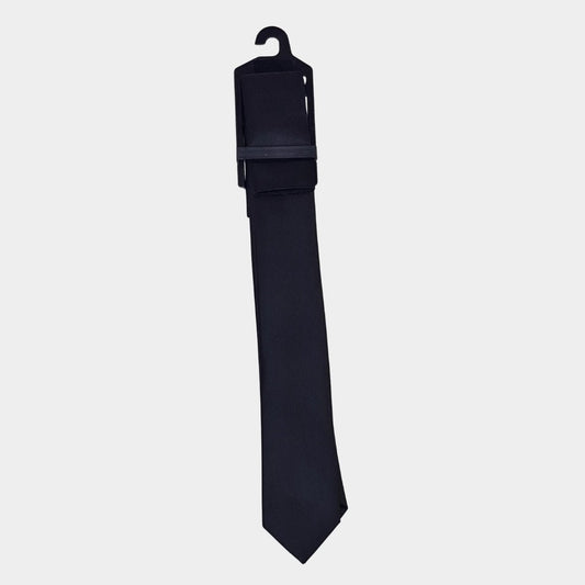 Black Satin Tie and Pocket Square Set - THEGENTSEDIT