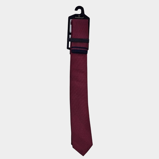 Black/Burgundy Tie and Pocket Square Set for Sustainable Style - THEGENTSEDIT