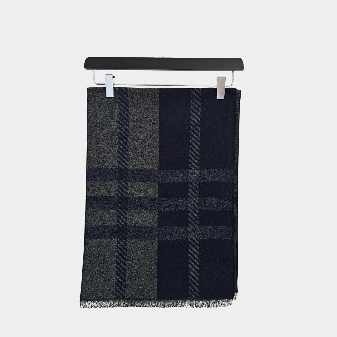 Blue & Gray Lined Scarf - Stylish and Versatile Accessory - THEGENTSEDIT
