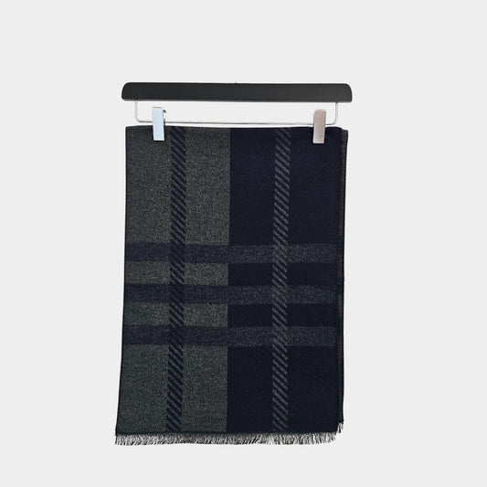 Blue & Gray Lined Scarf - Stylish and Versatile Accessory - THEGENTSEDIT