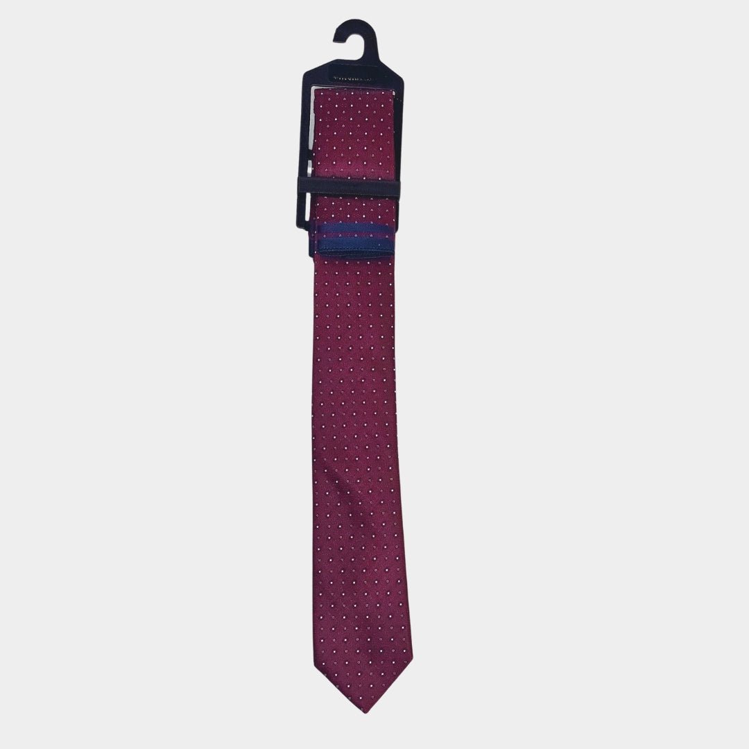 Burgundy Spotted Tie and Pocket Square Set for Sustainable Style - THEGENTSEDIT