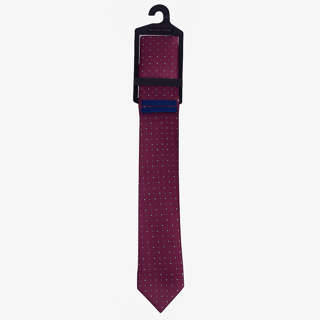 Burgundy Spotted Tie and Pocket Square Set for Sustainable Style - THEGENTSEDIT