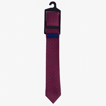 Burgundy Spotted Tie and Pocket Square Set for Sustainable Style - THEGENTSEDIT