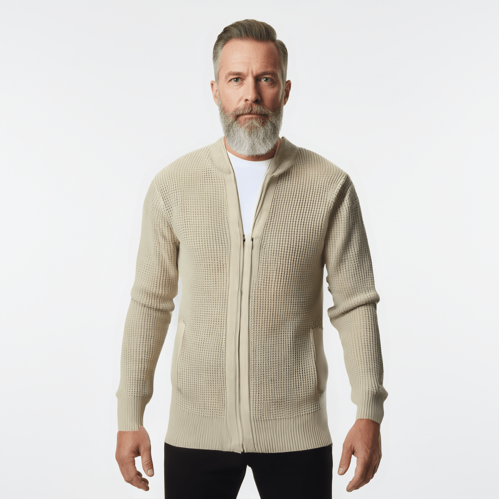 Honey Comb Cotton Zip - Up - THEGENTSEDIT