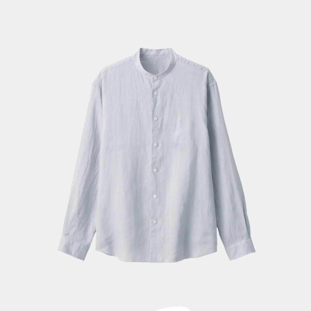Linen Chinese Collar Shirt - THEGENTSEDIT