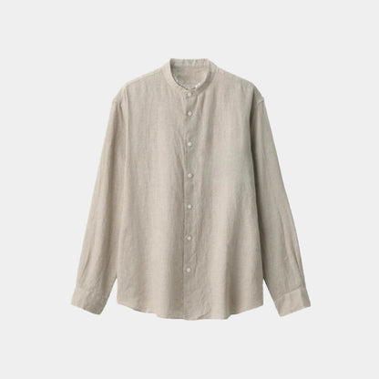 Linen Chinese Collar Shirt - THEGENTSEDIT