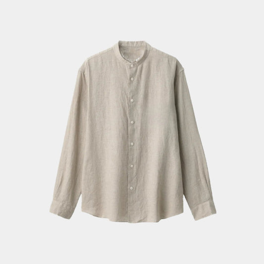 Linen Chinese Collar Shirt - THEGENTSEDIT