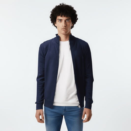 Men's Cotton Plain Zip - up Jacket - THEGENTSEDIT
