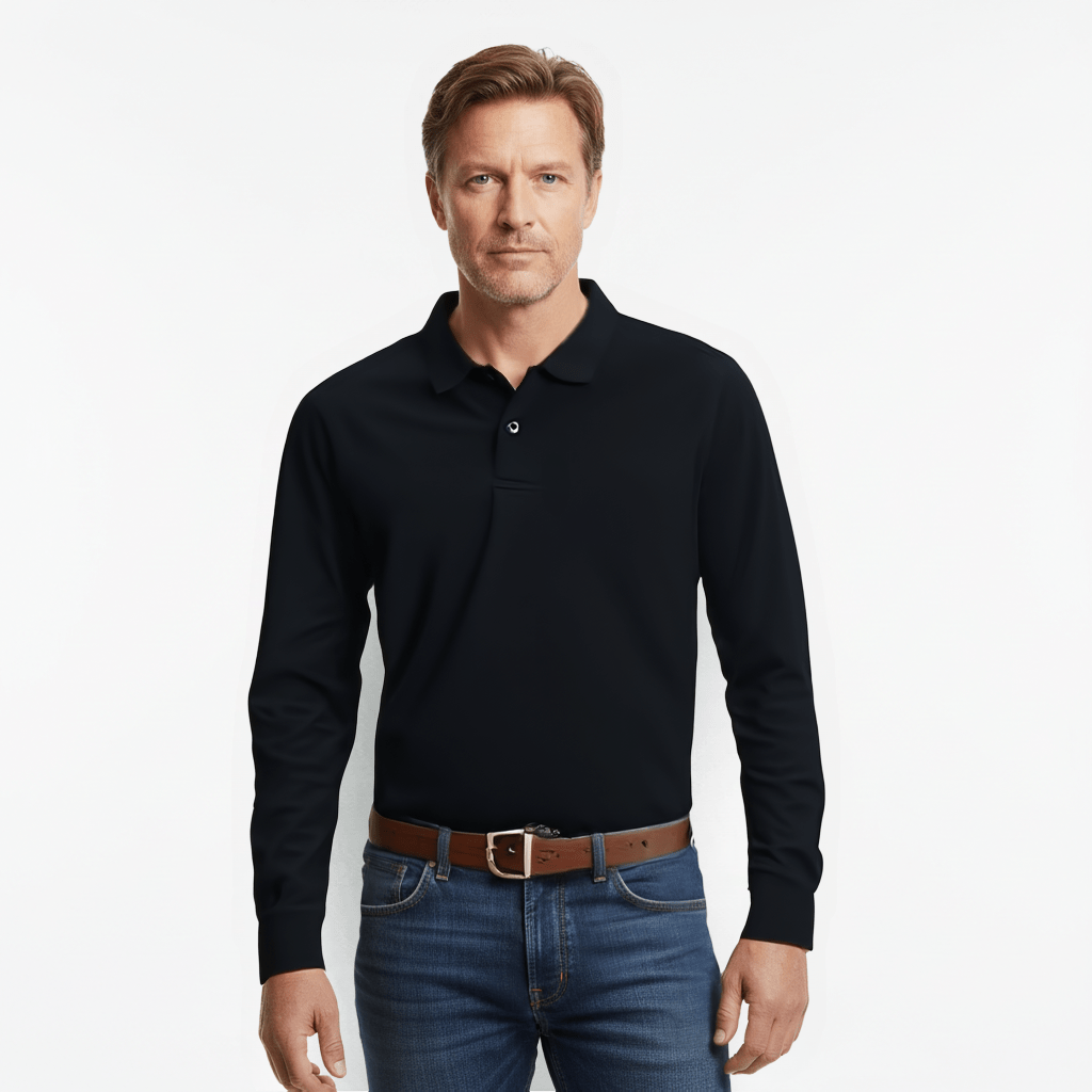 Men's Long Sleeve Polo Shirt - Classic Style and Comfort - THEGENTSEDIT