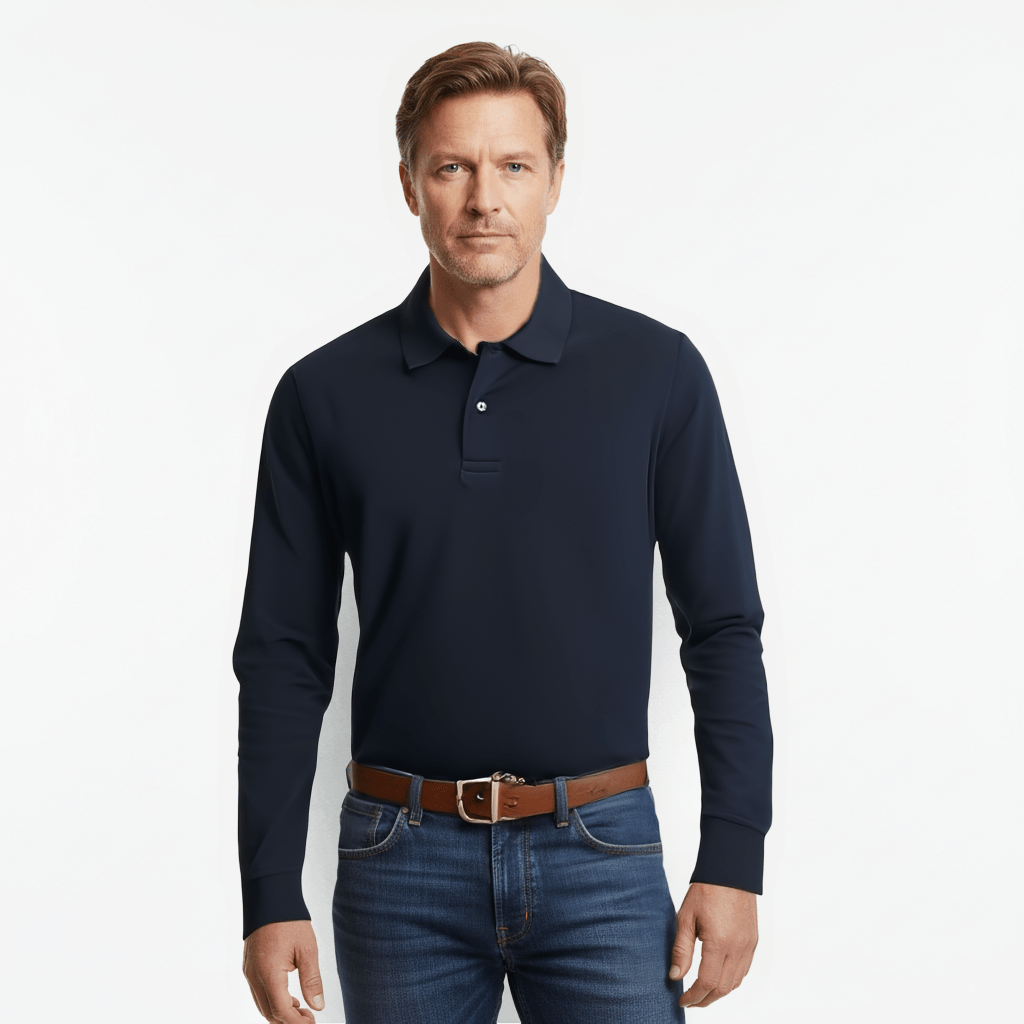 Men's Long Sleeve Polo Shirt - Classic Style and Comfort - THEGENTSEDIT